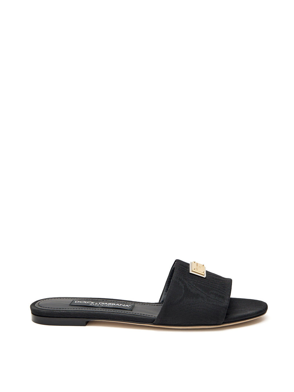 Ciabatta Nera Jacquard con Logo Dolce & Gabbana