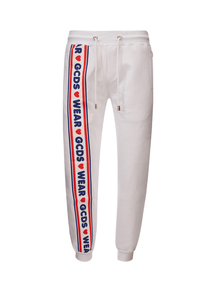 Pantalone Jogging Bianco con Logo GCDS