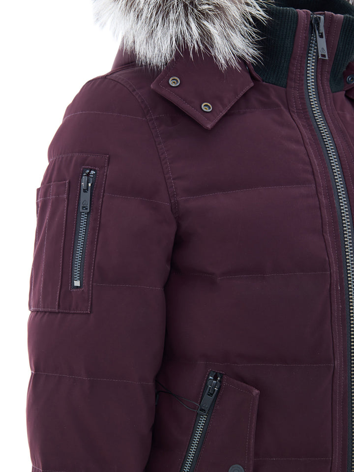 Piumino Bomber in Viola con Cappuccio e Pelliccia Moose Knuckles