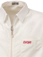 Camicia Mezza Manica con Zip in Bianco con Logo Dior