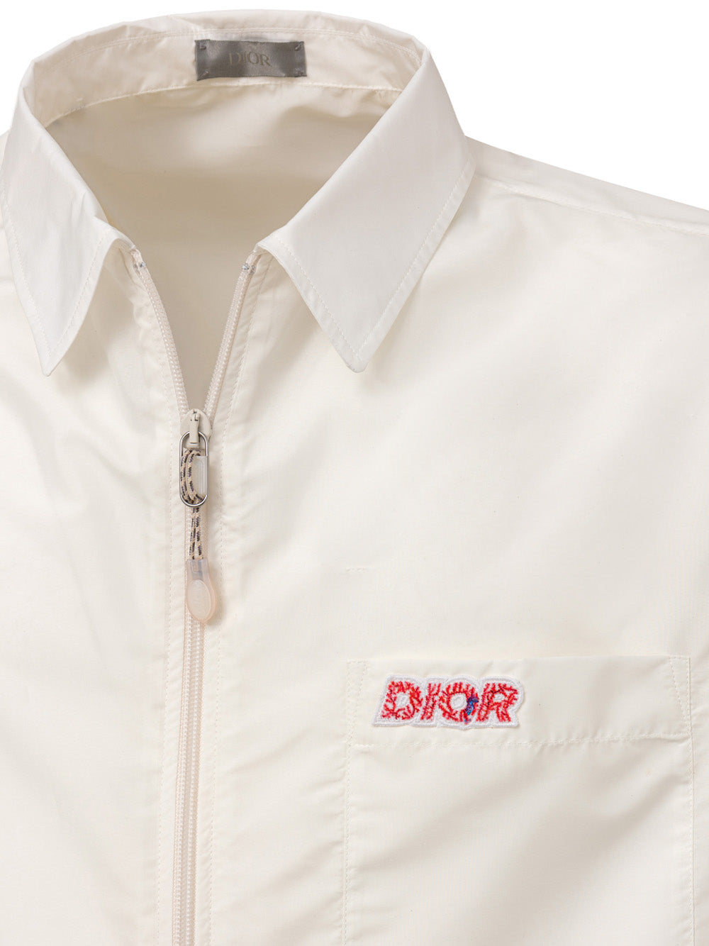 Camicia Mezza Manica con Zip in Bianco con Logo Dior