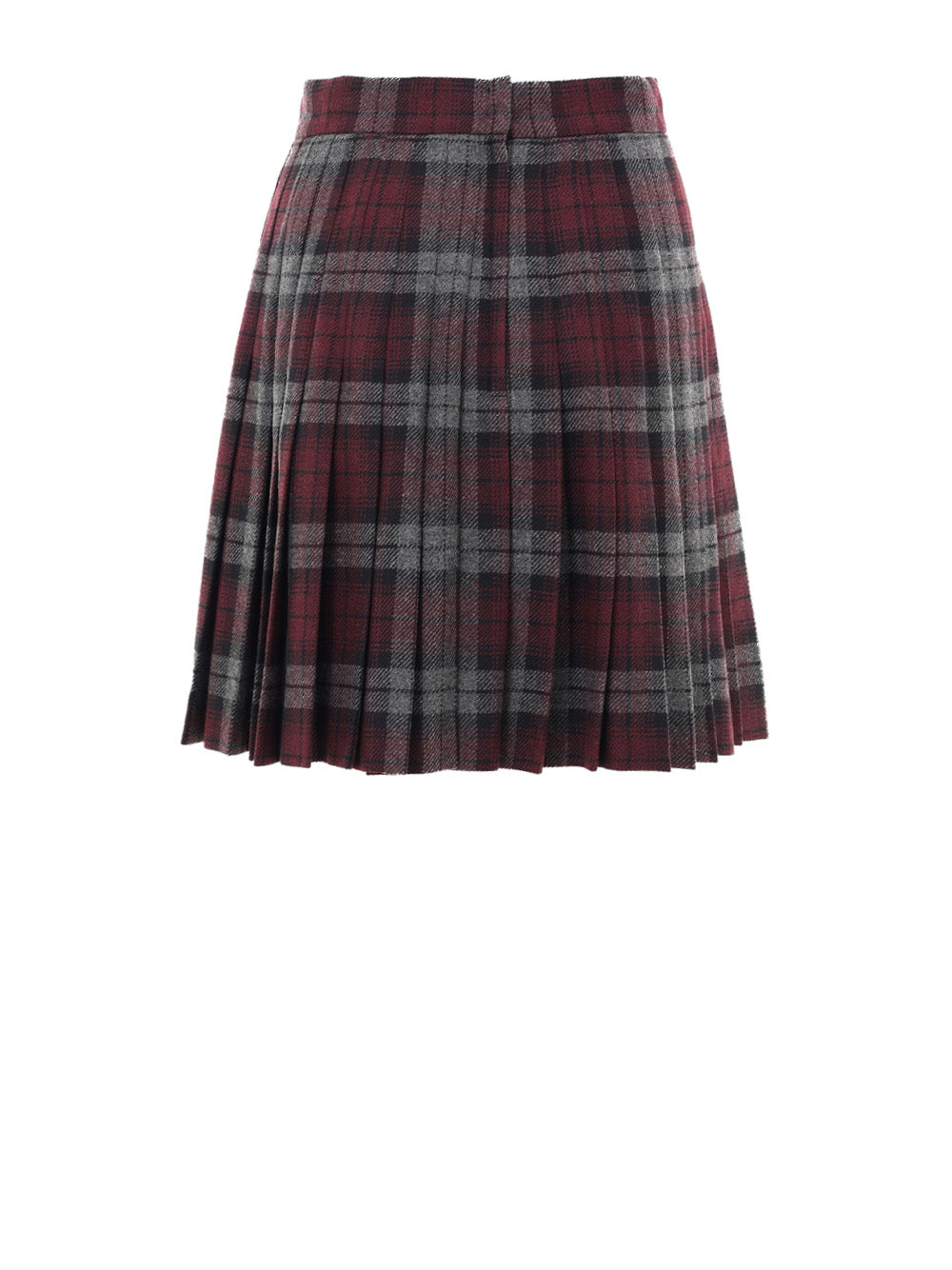 Gonna in Lana Stampa Scozzese in Bordeaux e Grigio Dolce & Gabbana