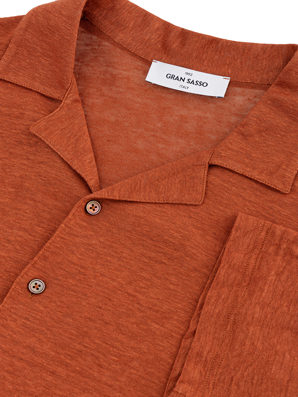 Brown Half Sleeve Shirt in Gran Sasso Linen