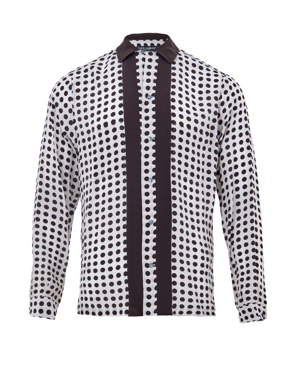 Camicia in Seta a Pois Bianchi/Neri Dolce & Gabbana