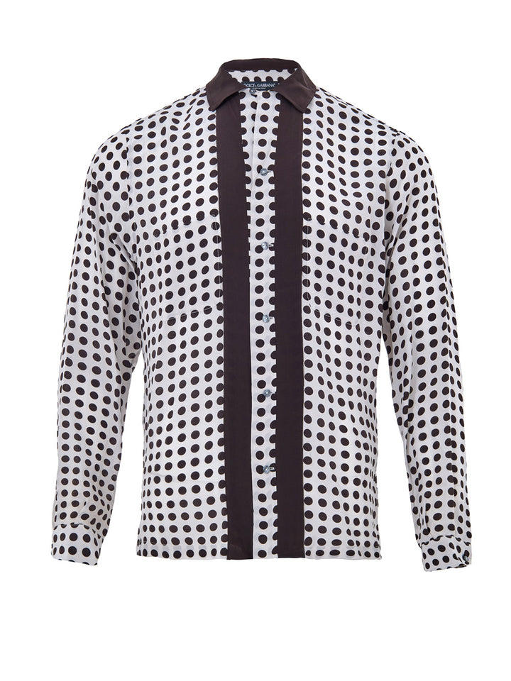 Camicia in Seta a Pois Bianchi/Neri Dolce & Gabbana