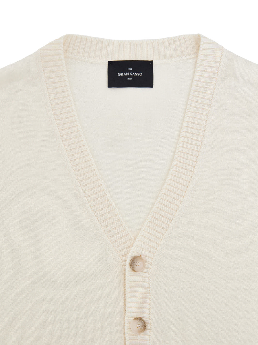 Maglione Cardigan in Lana Pettinata Bianca Gran Sasso