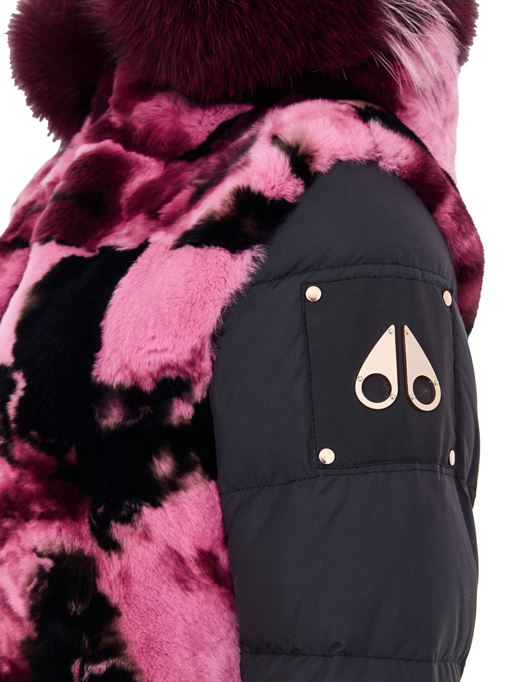 Giubbino Bomber Nero con Inserti in  Pelo Multicolor Moose Knuckles