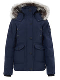 Field Jacket Blu con Cappuccio e Pelliccia Moose Knuckles