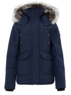 Field Jacket Blu con Cappuccio e Pelliccia Moose Knuckles