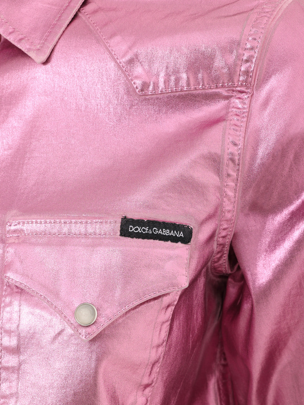 Camicia Cropped in Tessuto Stretch Lurex Rosa Metal Dolce & Gabbana