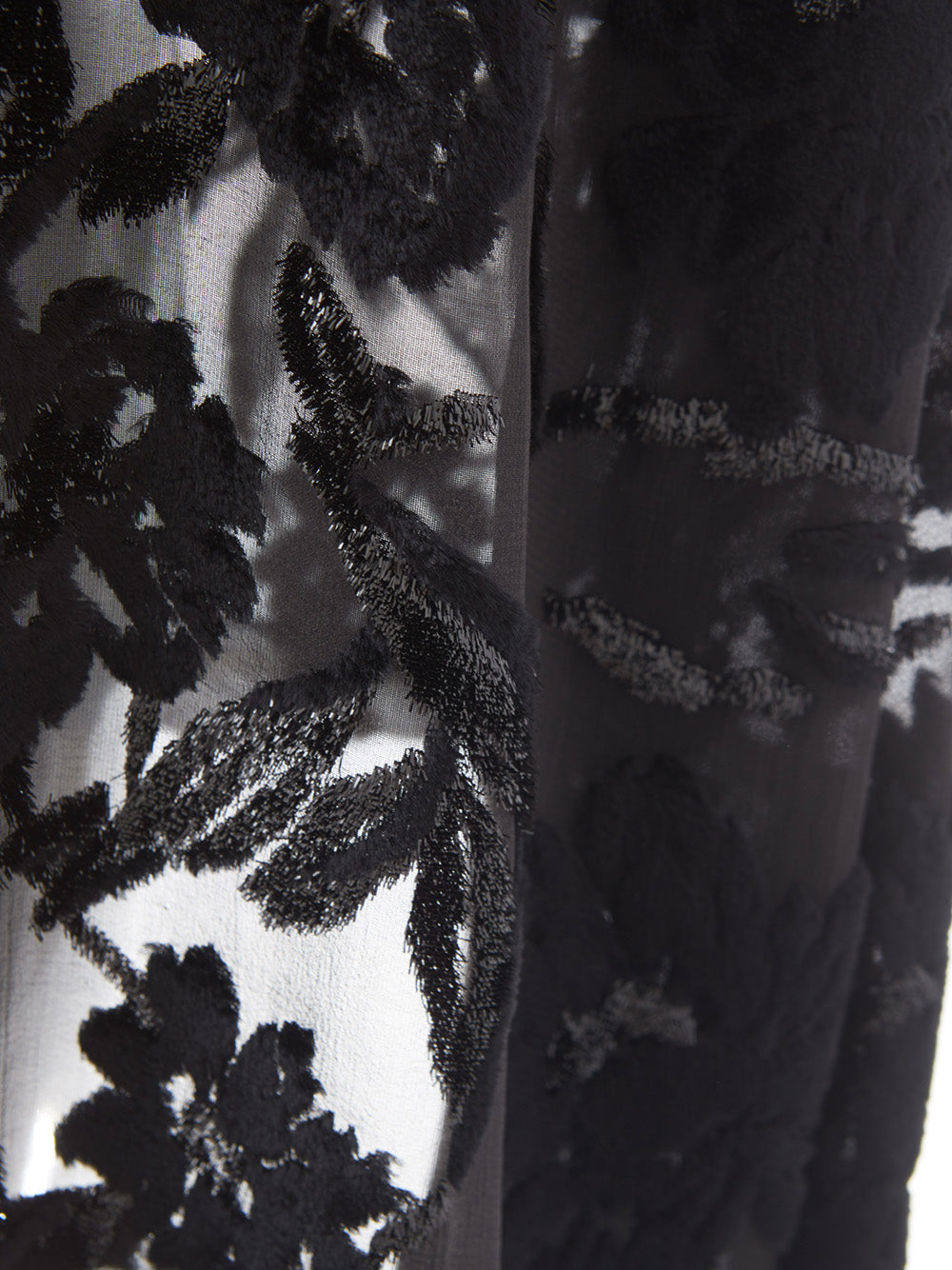 Long tulle dress with velvet flower print