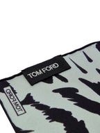 Fazzoletto da Taschino in Seta Grigio Chiaro con Stampa Tom Ford
