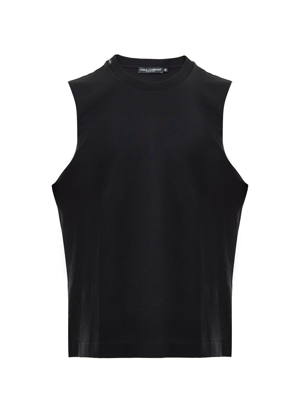 T-shirt Smanicata in Cotone Nero Dolce & Gabbana