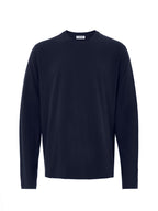 T-Shirt Blu Maniche Lunghe con Logo Ricamo Jil Sander