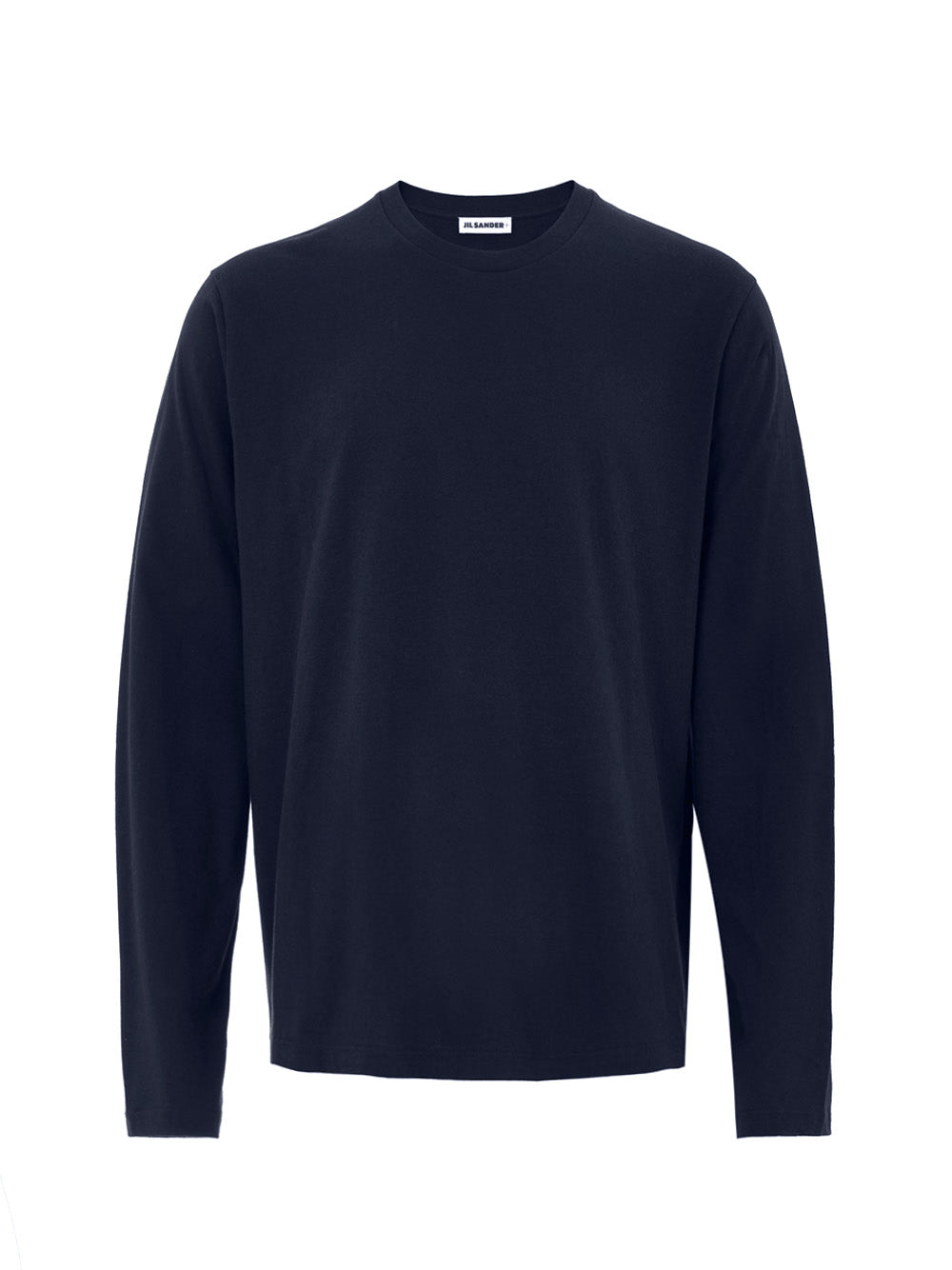 T-Shirt Blu Maniche Lunghe con Logo Ricamo Jil Sander