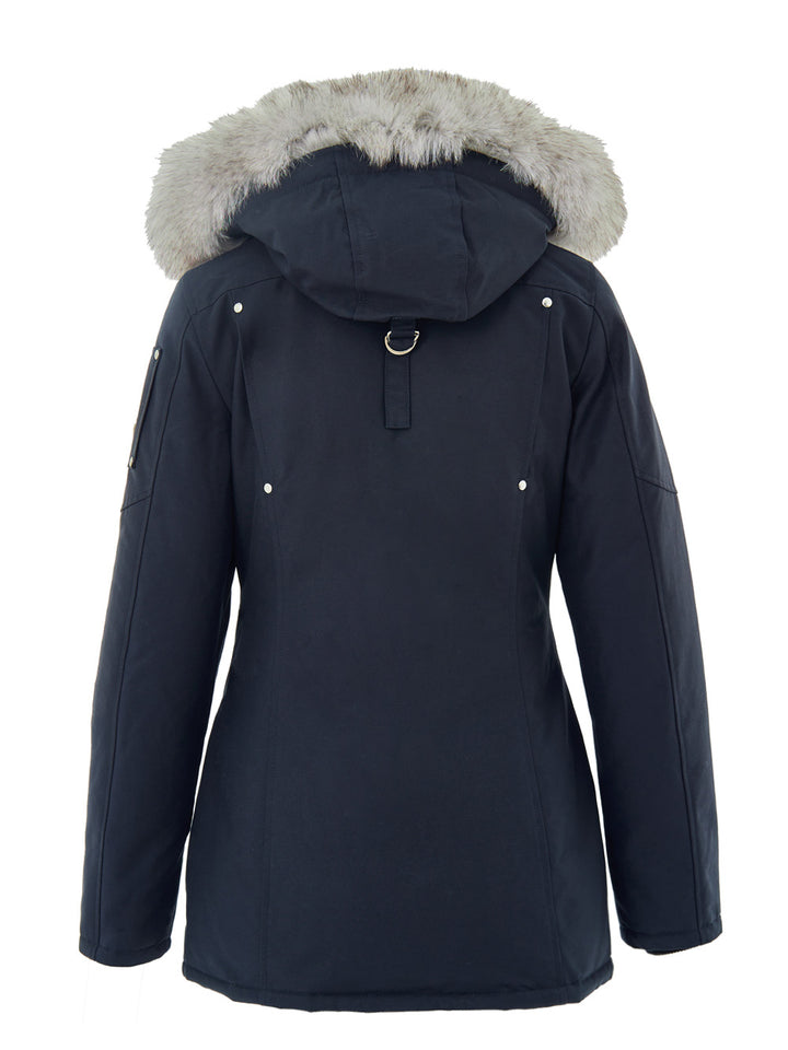 Field Jacket con Collo Pelliccia in Blu Moose Knuckles