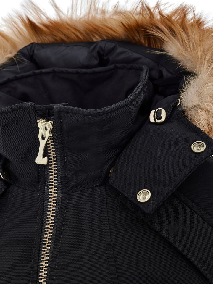 Giubbino Bomber Nero con Cappuccio E Pelliccia Moose Knuckles