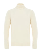 Maglione Dolcevita Bianco in Lana Effetto Bouclé Gran Sasso