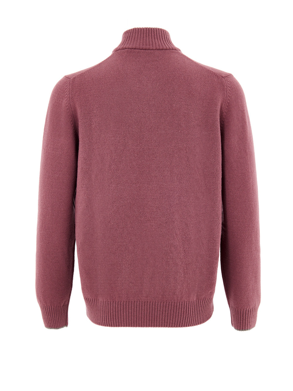 Maglione Lupetto con Mezza Zip in Lana Rosso Porpora Gran Sasso