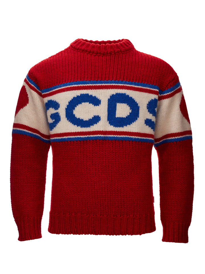 Red Oversized Wool Sweater GCDS