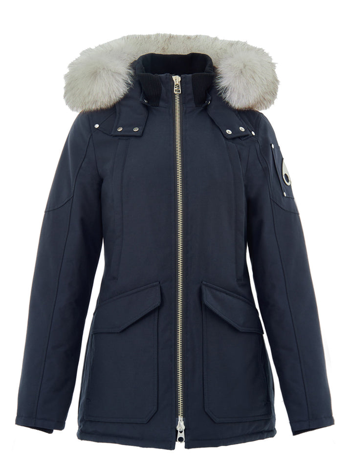 Field Jacket con Collo Pelliccia in Blu Moose Knuckles