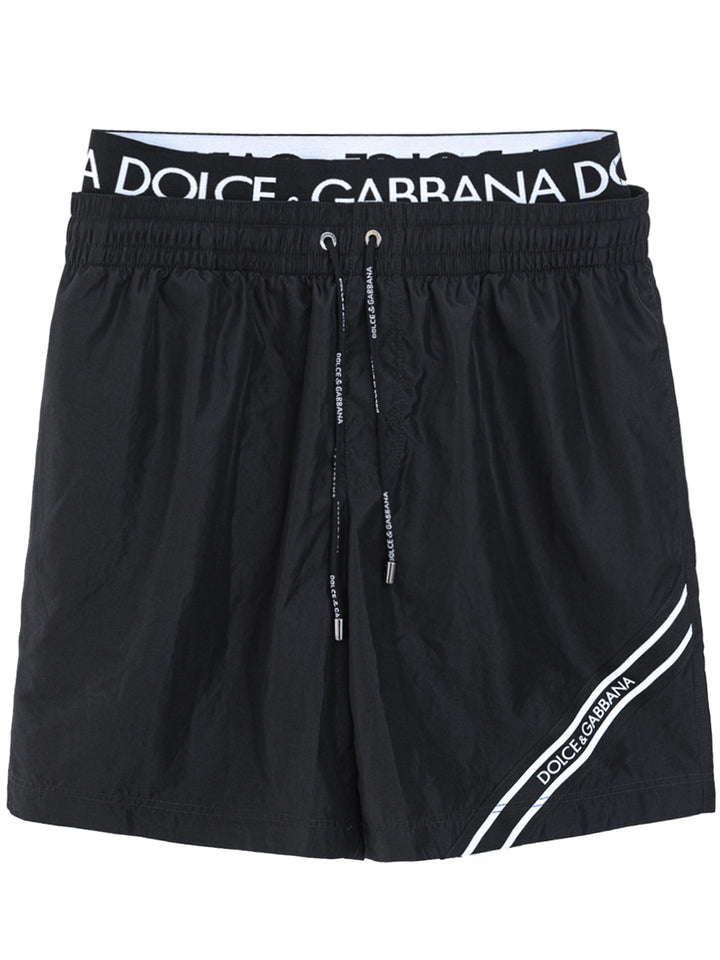 Maillot de bain avec double bande élastique avec logo Dolce & Gabbana