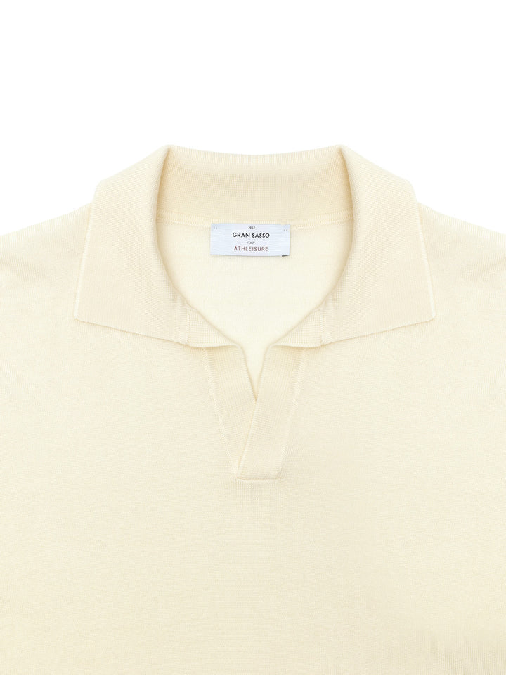 Maglione in Lana Bianca Sottile con Scollo Polo Gran Sasso