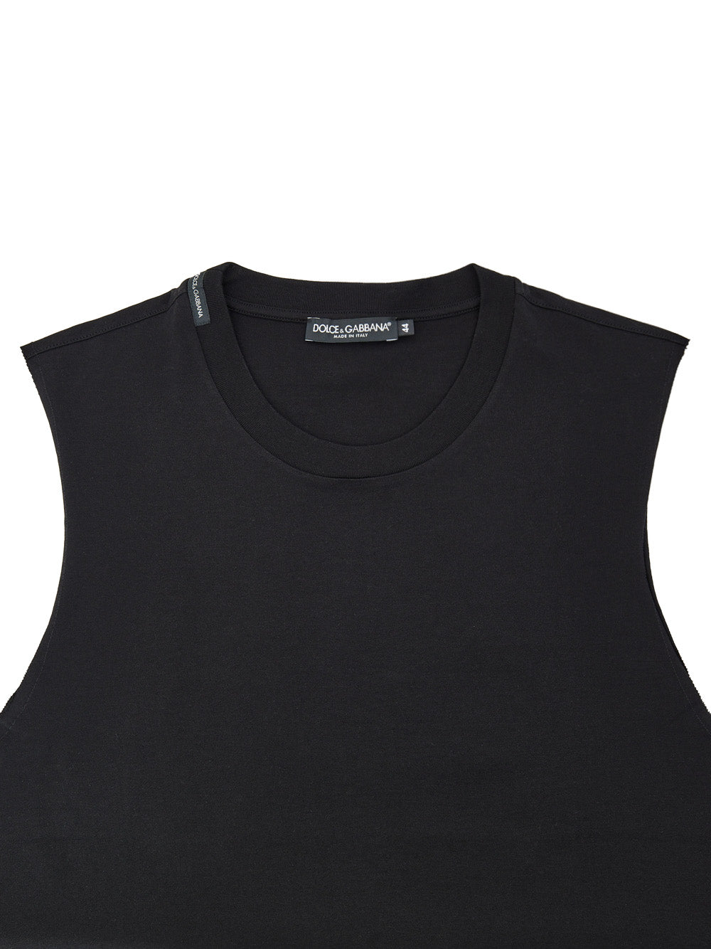 T-shirt Smanicata in Cotone Nero Dolce & Gabbana