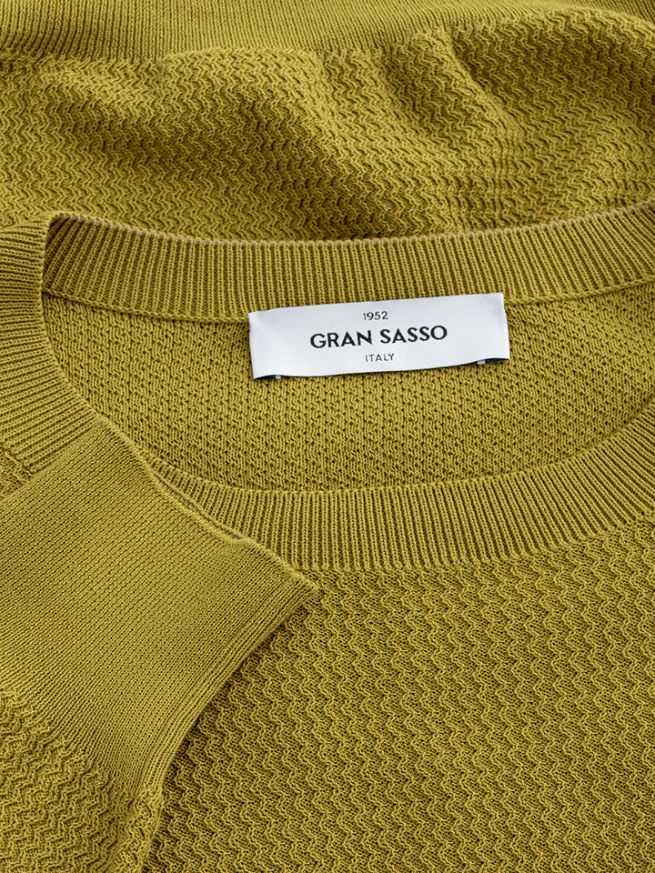 Cotton Crew Neck Sweater in Gran Sasso Green