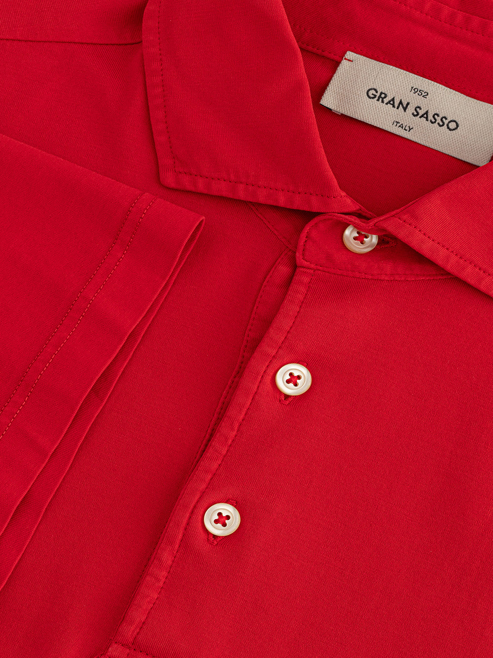 Gran Sasso rotes schottisches Garn-Poloshirt