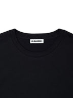 T-Shirt Nera Maniche Lunghe con Logo Ricamo Jil Sander