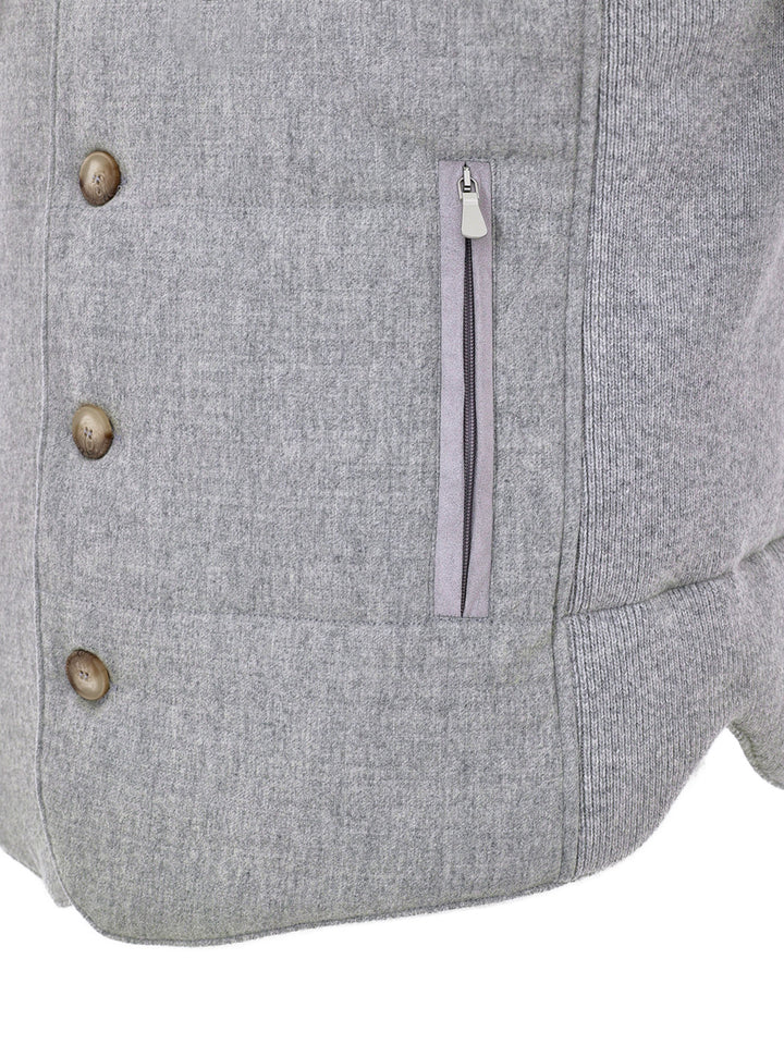 Giubbino Smanicato Imbottito in Lana Grigio Gran Sasso