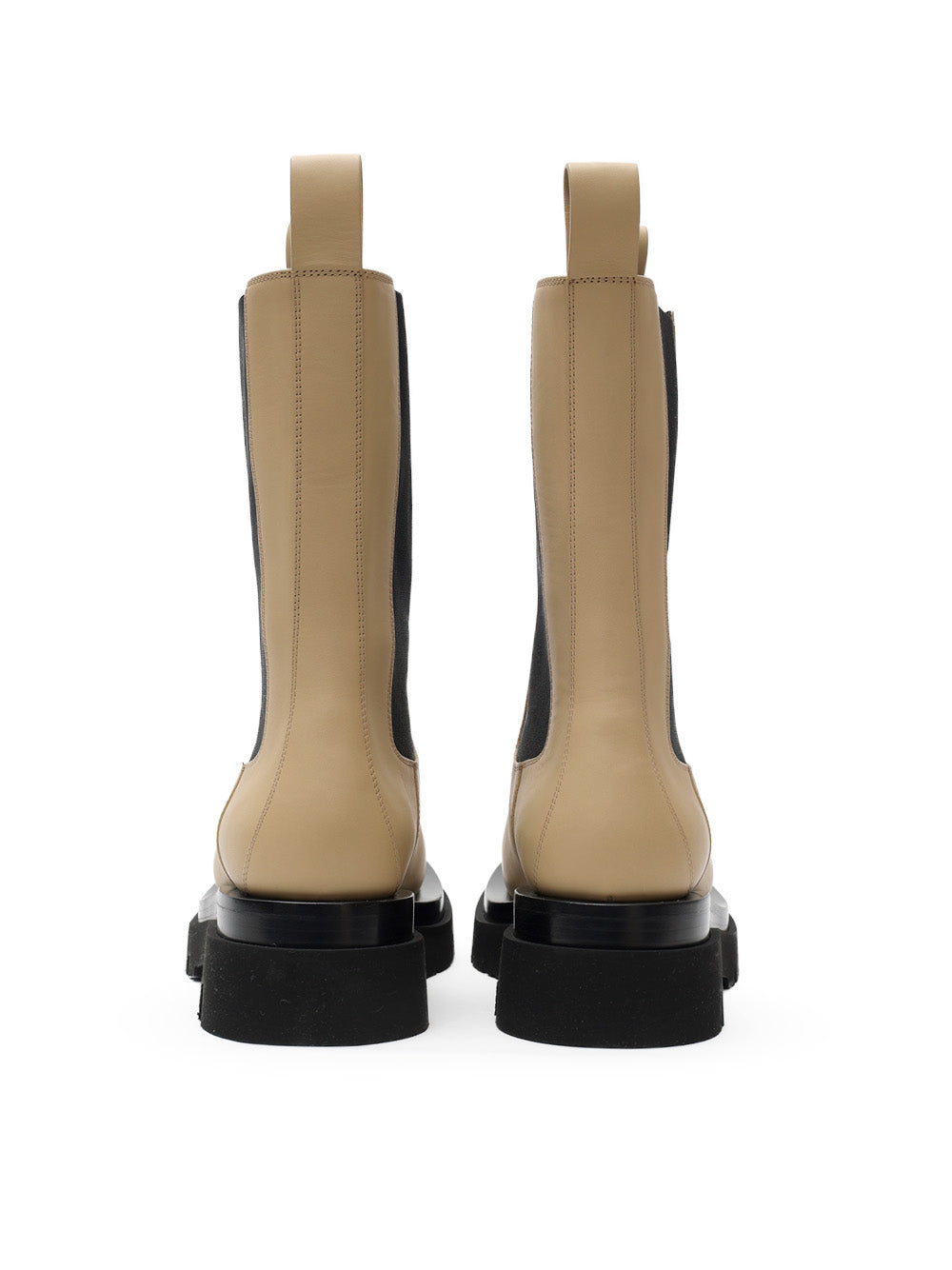 Stivaletti Lug in Pelle Beige e Nera Bottega Veneta