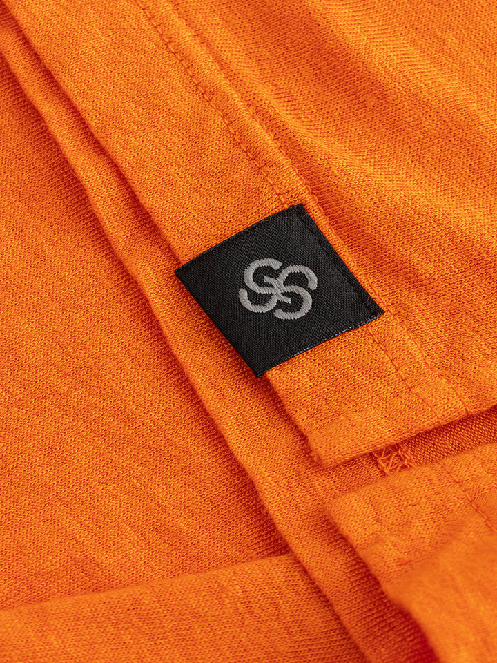 Gran Sasso Orangefarbenes Poloshirt aus Leinenmischung