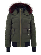 Piumino Bomber in Verde con Cappuccio e Pelliccia Moose Knuckles