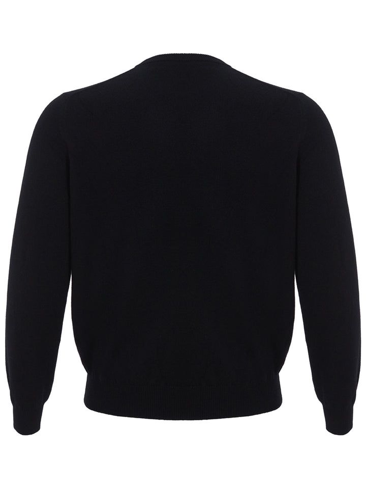 Jersey de cuello redondo en color negro de Colombo Cashmere