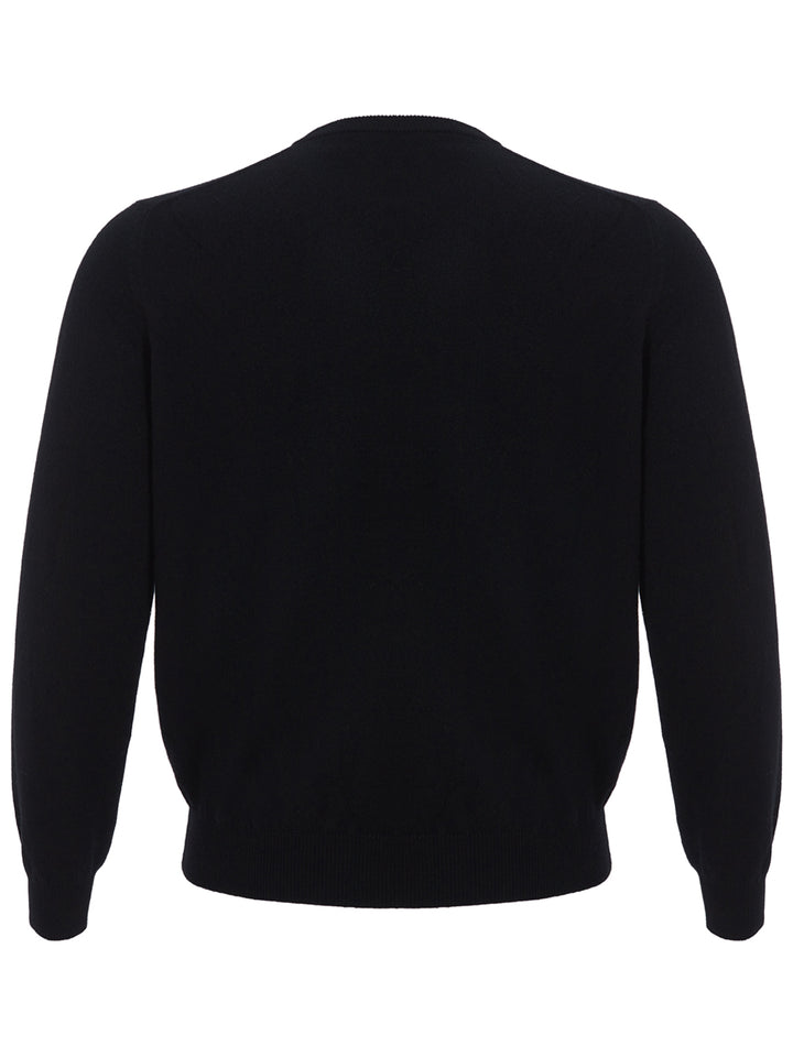 Crewneck sweater in black in Colombo Cashmere