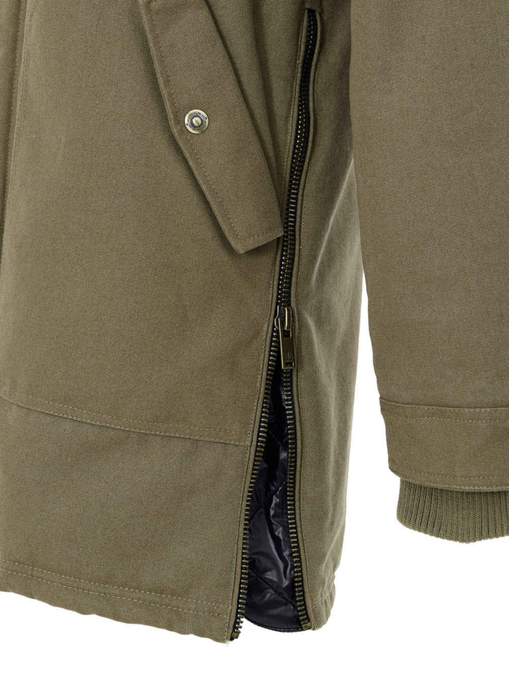 Giubbino Parka Verde Lungo in Tessuto con Tasconi Moose Knuckles