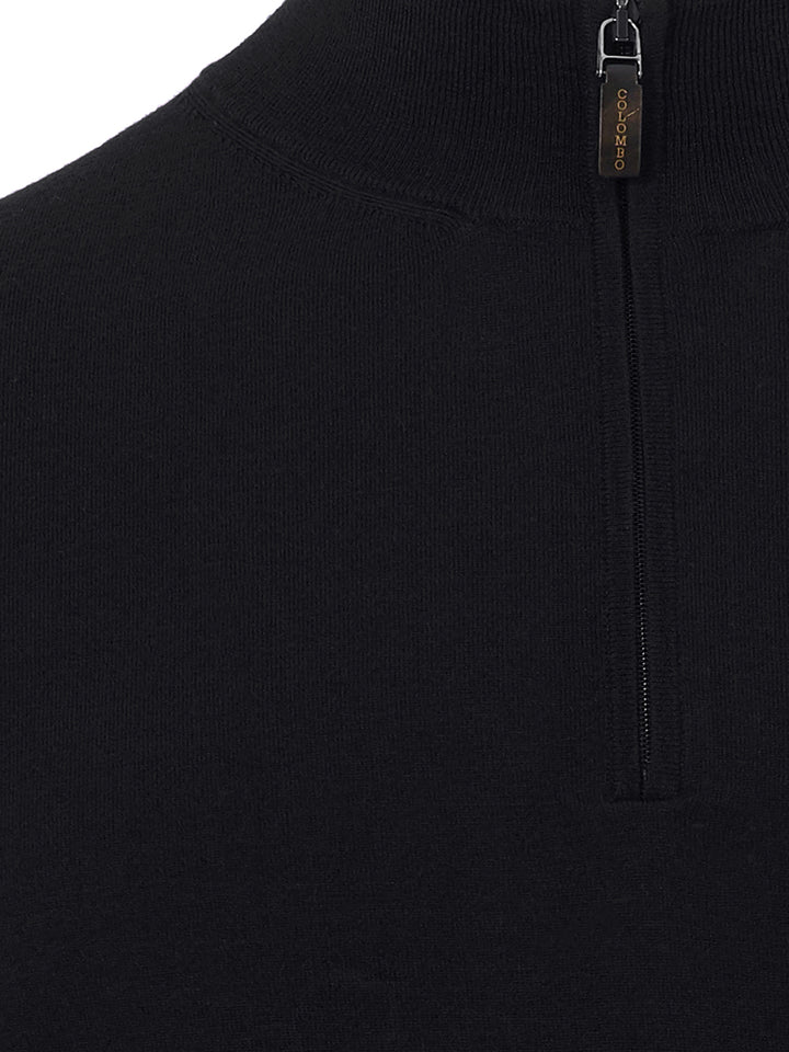 Maglia in Cashmere Mezza Zip Colombo in nero