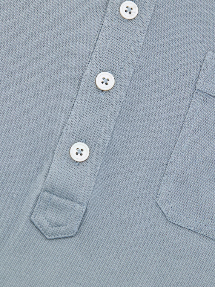 Polo in Cotone Piquet Azzurro Tom Ford