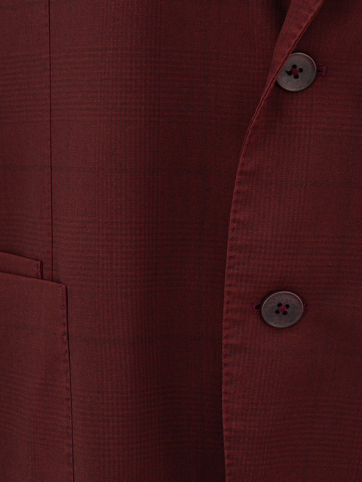 Bordeaux Jacket with Micro Check Three Buttons