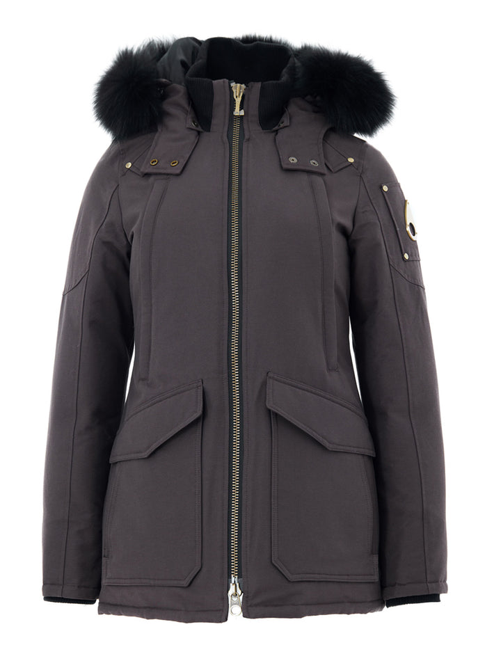 Field Jacket in Marrone con Cappuccio e Pelliccia Moose Knuckles