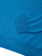 Maglione Lupetto con Mezza Zip in Lana Azzurro Gran Sasso