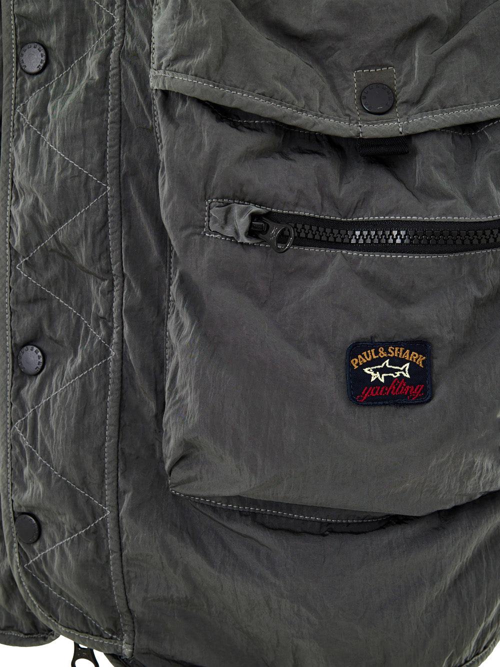 Giubbino Smanicato in Tessuto Tecnico Grigio Paul & Shark