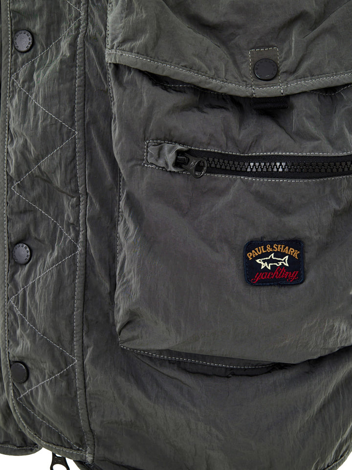 Giubbino Smanicato in Tessuto Tecnico Grigio Paul & Shark