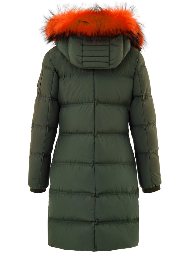 Piumino Imbottito Lungo Verde con Cappuccio Moose Knuckles