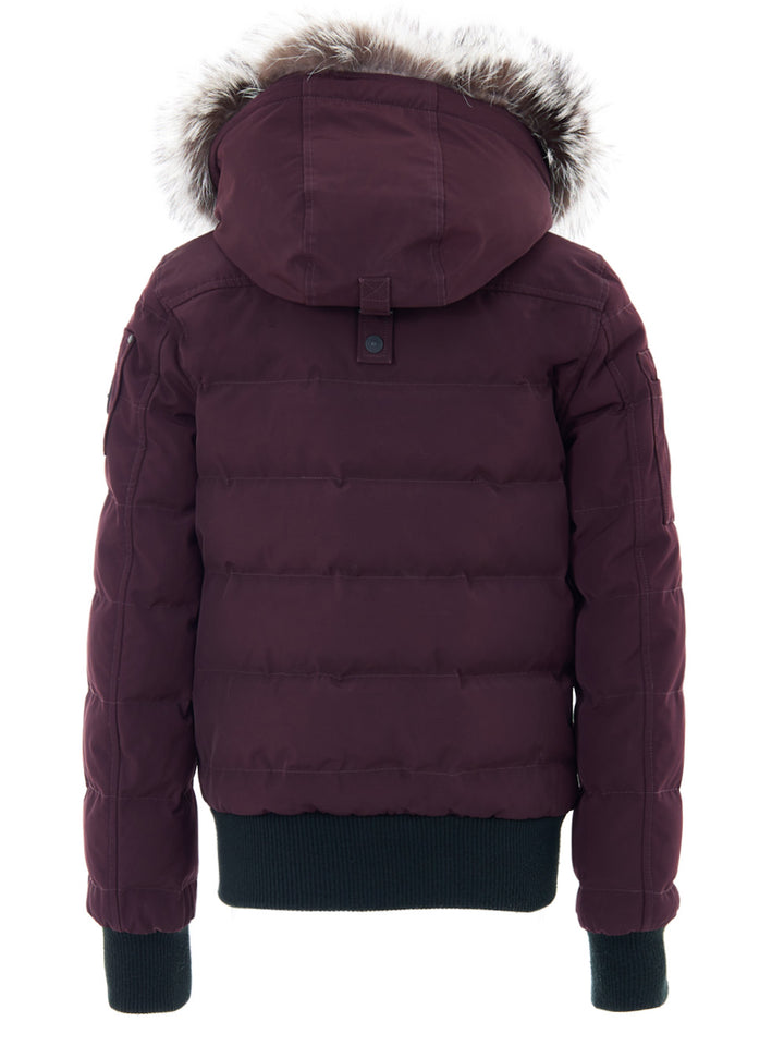 Piumino Bomber in Viola con Cappuccio e Pelliccia Moose Knuckles