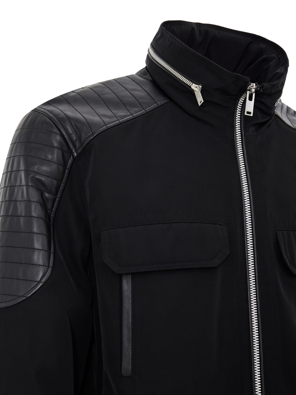 Biker Jacket in Tessuto Tecnico Nero Moose Knuckles