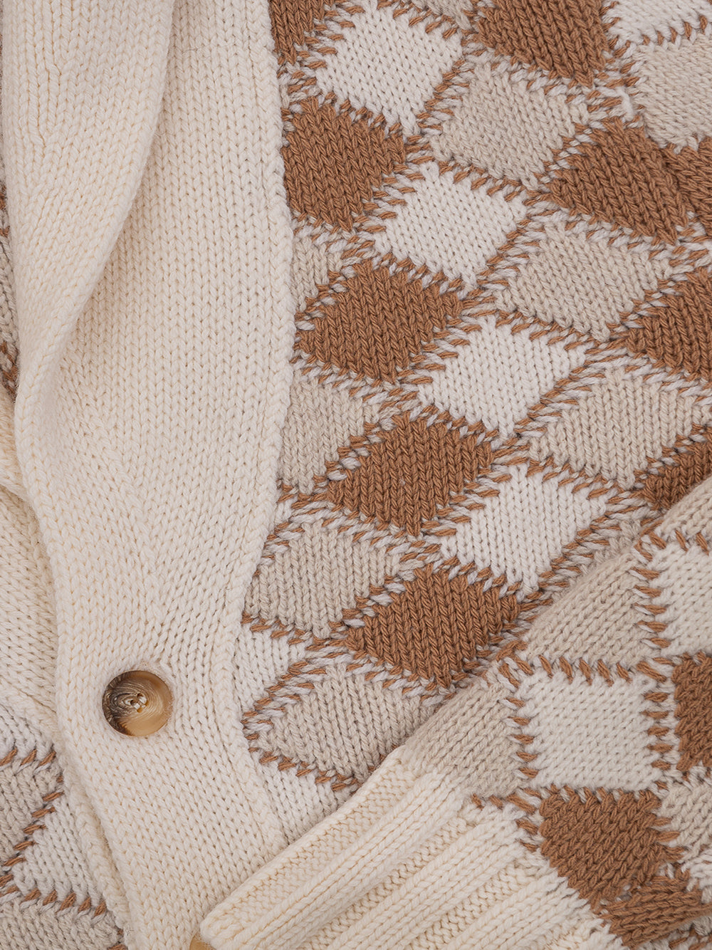 Cardigan en laine beige et blanc Gran Sasso