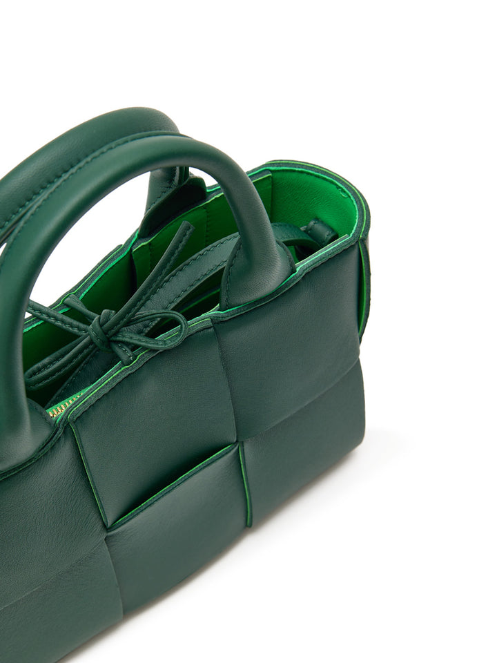 Mini Tote Bag Arco Maxi Intreccio in Verde Bottega Veneta